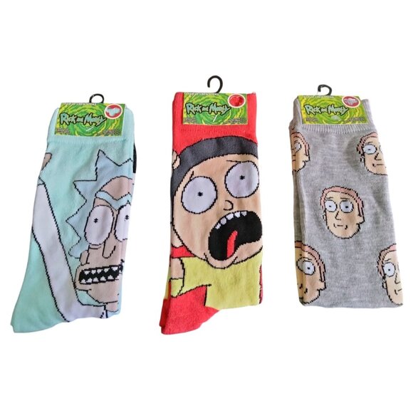 Adult Swim Other - Adult Swim Rick & Morty Characters 3-Pair Crew Socks Set Size 6-12 Adult